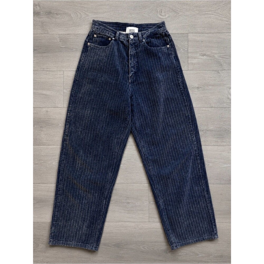 BDG Urban Outfitters High Rise Baggy Acid Wash Corduroy Pants Blue 27 - Picture 2 of 6